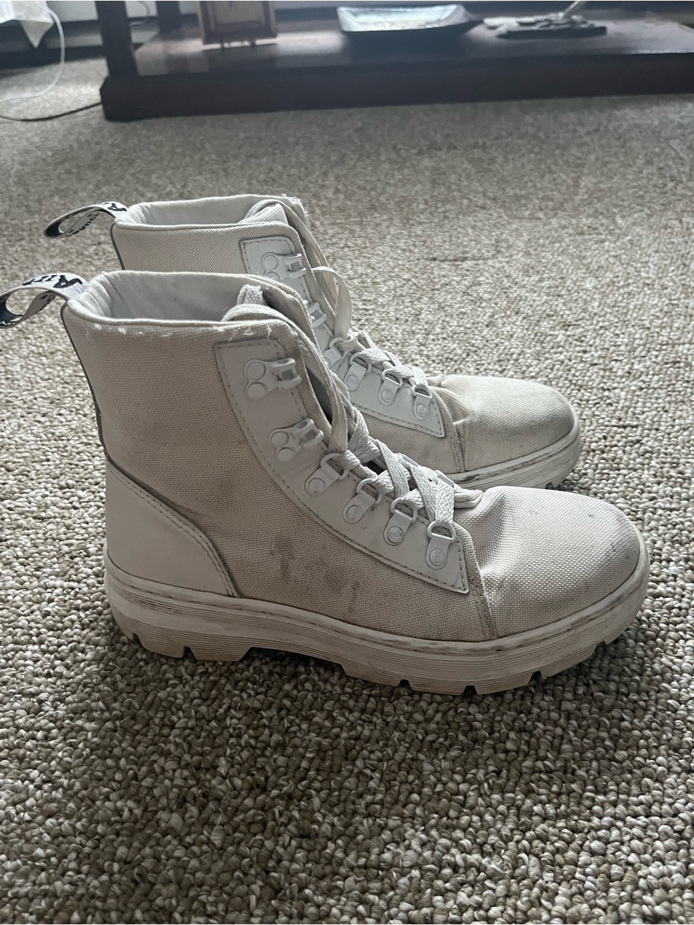 White Canvas Combat Boots